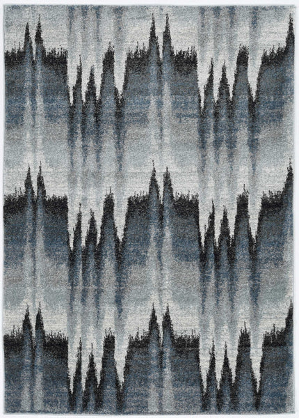 3'x5' Blue Ivory Machine Woven Abstract Pulse Area Rug