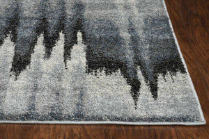 3'x5' Blue Ivory Machine Woven Abstract Pulse Area Rug