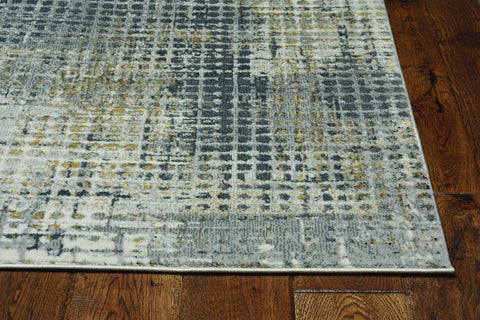 7' Ivory Grey Machine Woven Abstract Dots Indoor Runner Rug