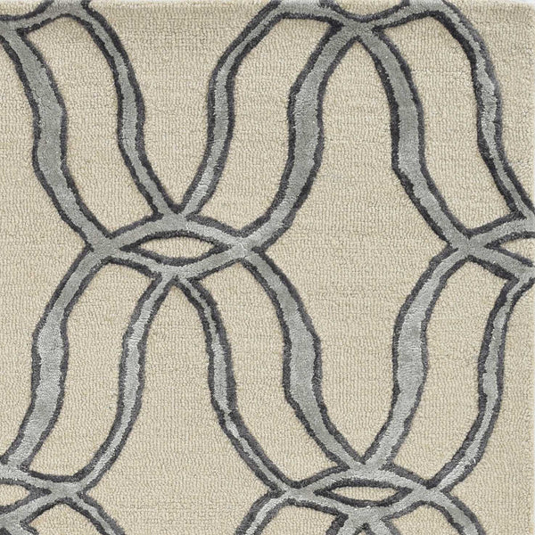 8' Silver Ivory Hand Tufted Vermicular Indoor Runner Rug