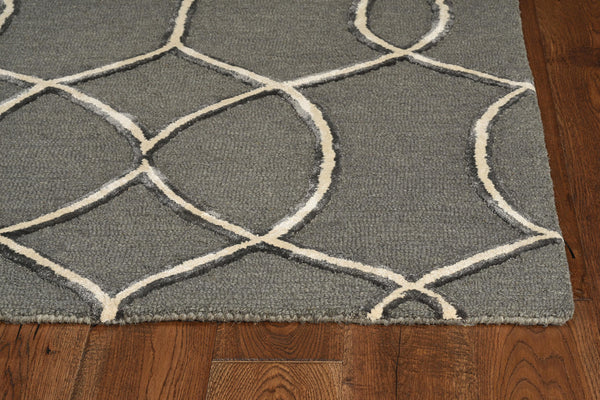 8' Charcoal Grey Hand Tufted Ogee Indoor Runner Rug