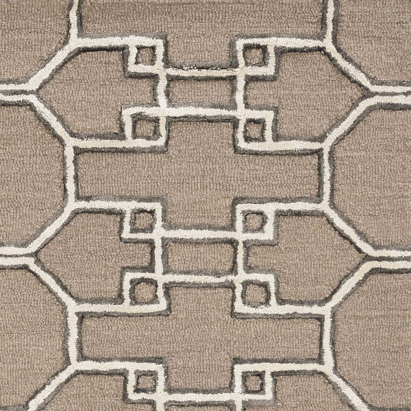 2' x 8' Mocha Geometric Trellis Wool Runner Rug