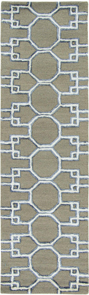 2' x 8' Mocha Geometric Trellis Wool Runner Rug