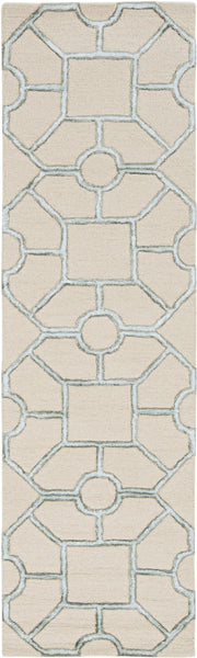 8' Beige Hand Tufted Geometric Indoor Runner Rug