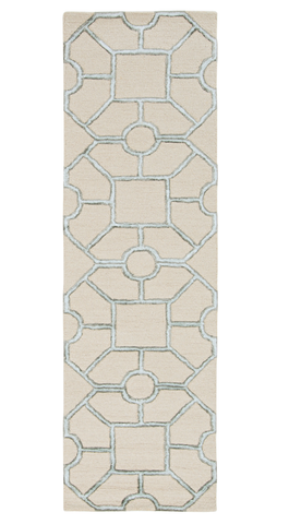 8' Beige Hand Tufted Geometric Indoor Runner Rug