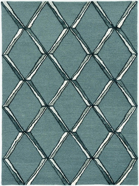 8' Charcoal Silver Hand Tufted Geometric Diamond Pattern Indoor Runner Rug