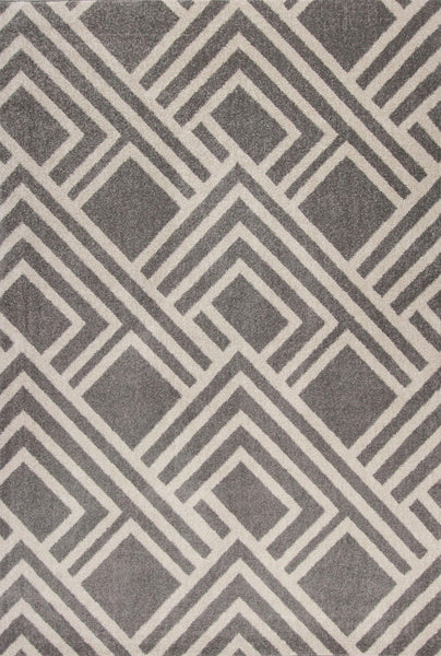 2'x4' Grey Machine Woven UV Treated Geometric Indoor Outdoor Accent Rug