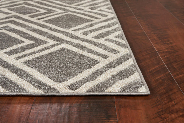 2'x4' Grey Machine Woven UV Treated Geometric Indoor Outdoor Accent Rug