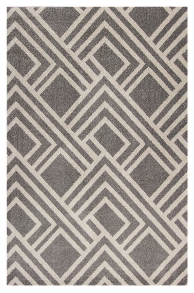 2'x4' Grey Machine Woven UV Treated Geometric Indoor Outdoor Accent Rug