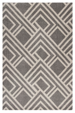 2'x4' Grey Machine Woven UV Treated Geometric Indoor Outdoor Accent Rug