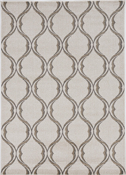 2' x 3' Sand Wavy Line Pattern Accent Rug