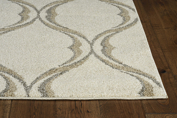 2' x 3' Sand Wavy Line Pattern Accent Rug