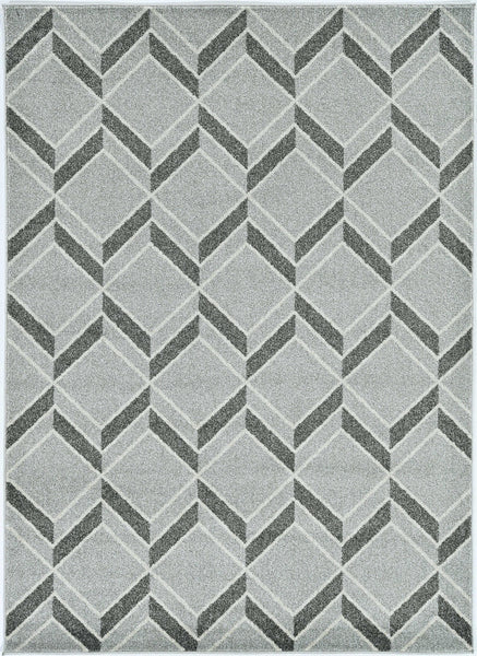 5'x8' Grey Machine Woven UV Treated Herringbone Illusion Indoor Outdoor Area Rug