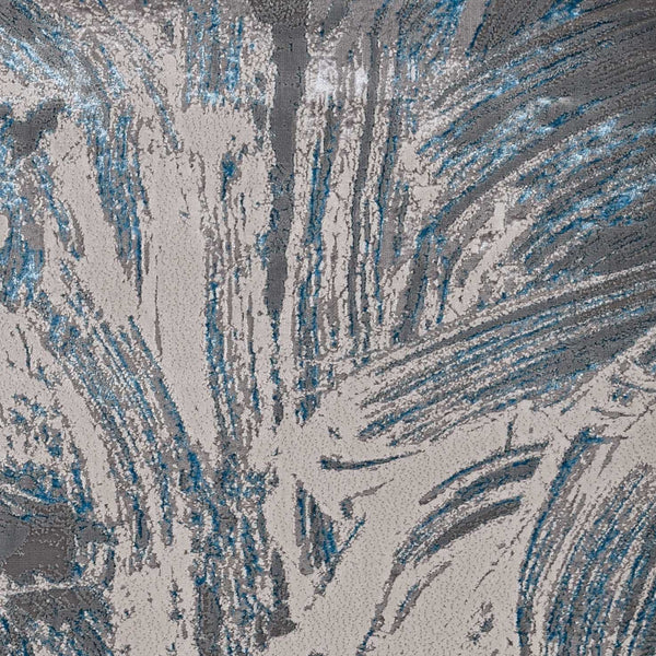 3' x 5' Silver or Blue Abstract Brushstrokes Area Rug