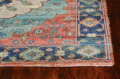 2' x 4' Blue Jute or Polyester Area Rug