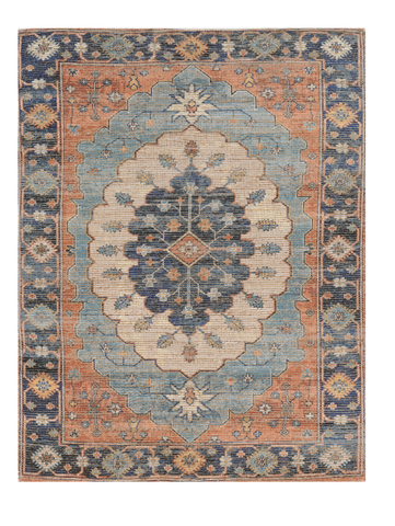 5'x7' Blue Hand Woven Floral Medallion Indoor Area Rug