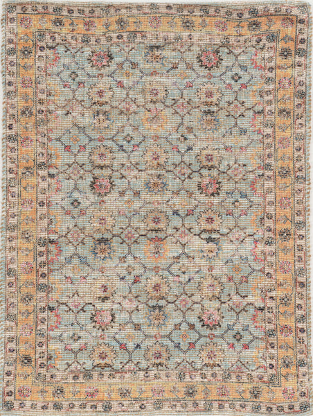 2'x4' Spa Green Hand Woven Floral Indoor Accent Rug