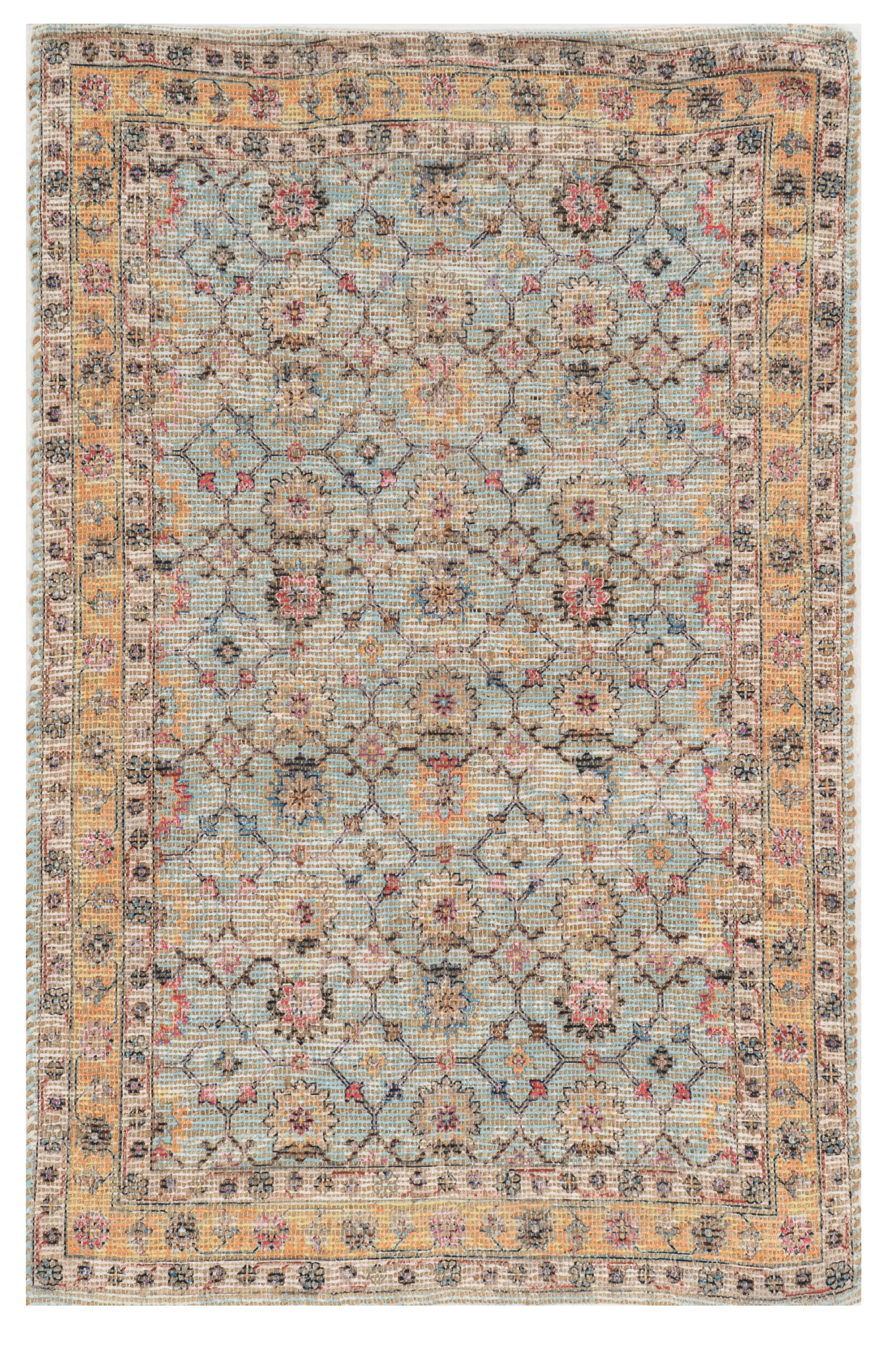 3'x5' Spa Green Hand Woven Floral Indoor Area Rug