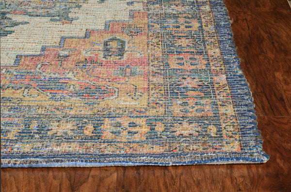 2'x4' Blue Rust Orange Hand Woven Diamond Medallion Indoor Accent Rug