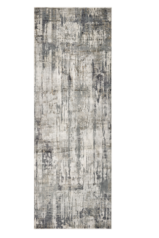 8' Grey Machine Woven Abstract Drip Indoor Runner Rug