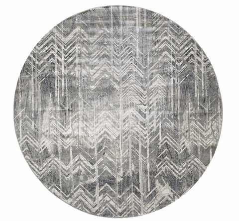 3' x 5' Grey Zigzag Pattern Viscose Area Rug