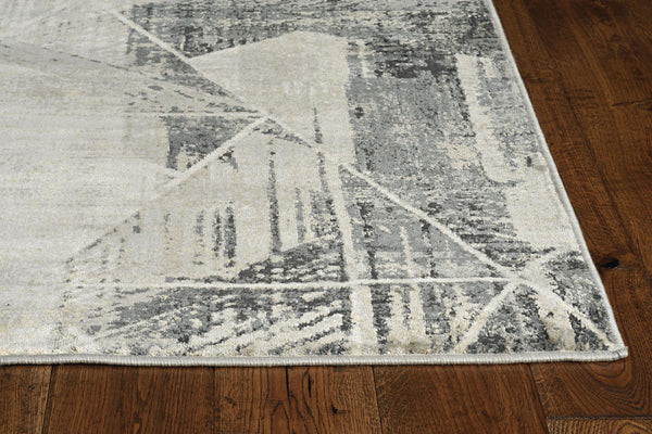 3'x5' Grey Machine Woven Abstract Geometric Indoor Area Rug