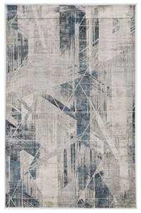 3'x5' Grey Blue Machine Woven Abstract Geometric Indoor Area Rug