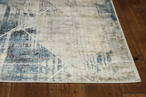 3'x5' Grey Blue Machine Woven Abstract Geometric Indoor Area Rug