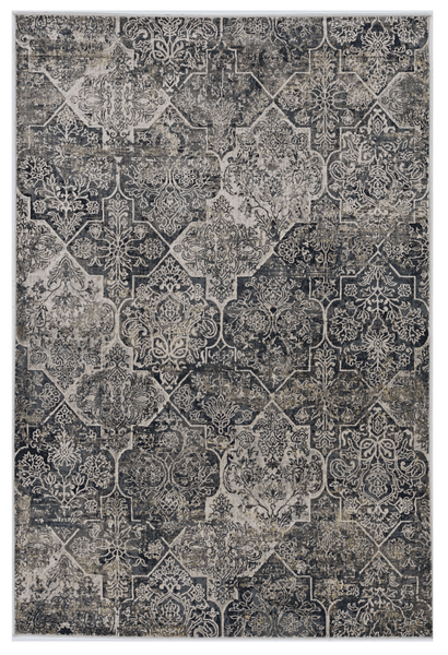 3'x5' Grey Machine Woven Quatrefoil Indoor Area Rug