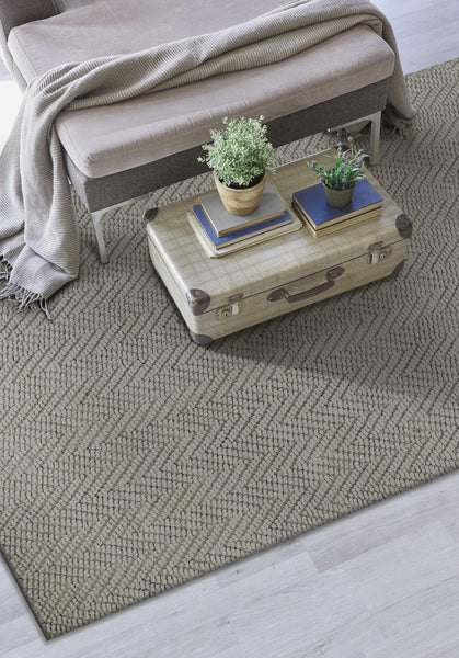 3'x5' Grey Heather Hand Woven Herringbone Jute Indoor Area Rug