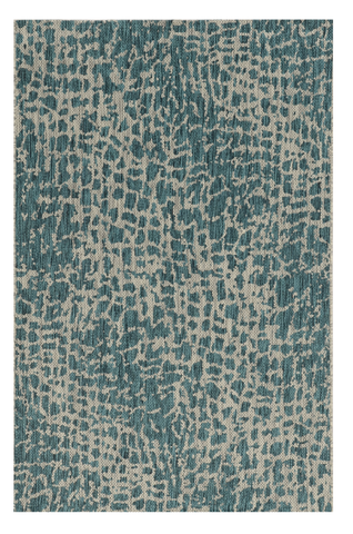 3'x5' Teal Machine Woven UV Treated Animal Print Indoor Outdoor Area Rug