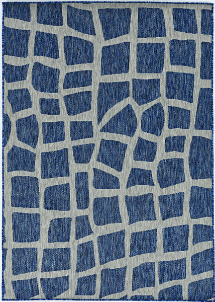 5' x 8' Blue or Grey Abstract Panels Area Rug