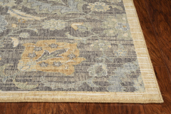 2'x3' Taupe Machine Woven Vintage Floral Traditional Indoor Accent Rug