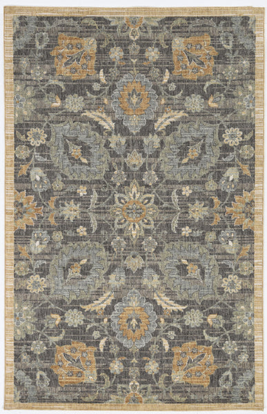 2'x3' Taupe Machine Woven Vintage Floral Traditional Indoor Accent Rug