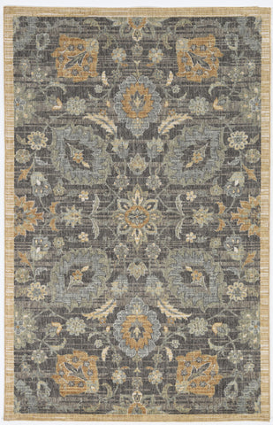 2'x3' Taupe Machine Woven Vintage Floral Traditional Indoor Accent Rug