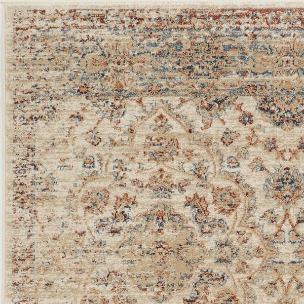 3'x5' Ivory Machine Woven Floral Traditional Indoor Area Rug