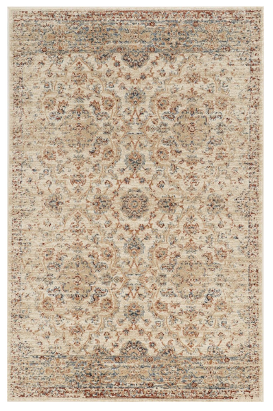 3'x5' Ivory Machine Woven Floral Traditional Indoor Area Rug