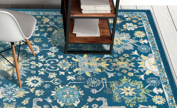 5'x8' Teal Machine Woven Polypropylene Area Rug