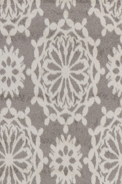 7' Grey Ivory Machine Woven Floral Indoor Runner Rug