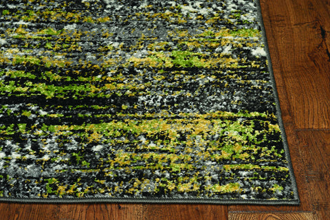 7' Grey Machine Woven Abstract Indoor Runner Rug