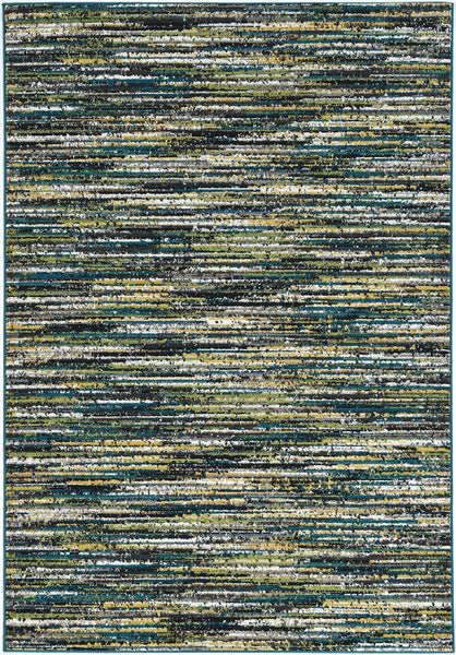 7' Grey Teal Machine Woven Solid Striation Indoor Runner Rug