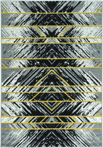 5'x8' Grey Machine Woven Geometrical Indoor Area Rug