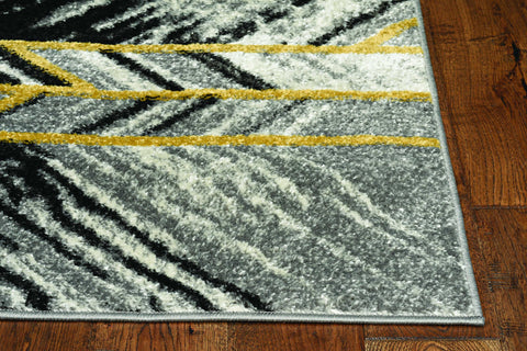 8' x 11' Grey Geometric Lines Area Rug