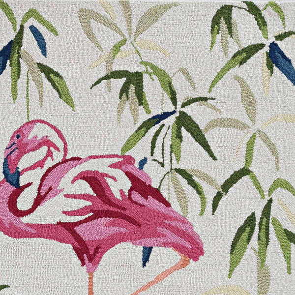 3'x5' Ivory Pink Hand Hooked Flamingo Indoor Area Rug