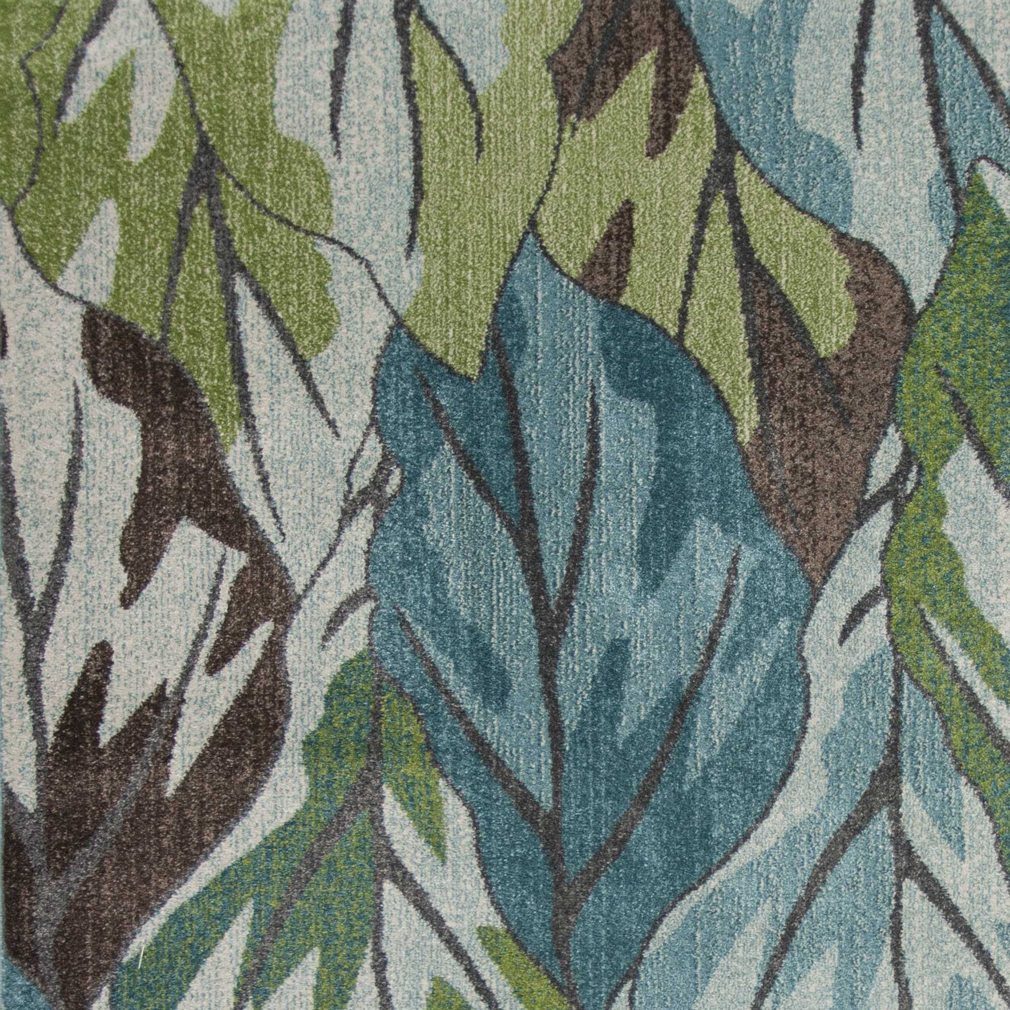 3' x 5' Blue or Green Leaves Area Rug