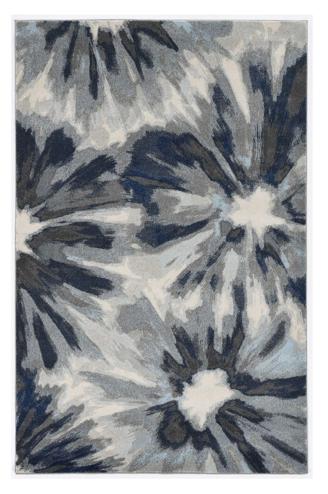 3'x5' Ivory Blue Machine Woven Oversized Floral Indoor Area Rug