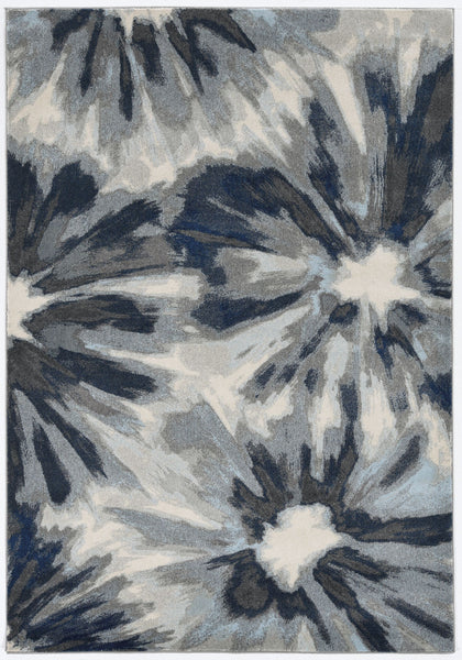 3'x5' Ivory Blue Machine Woven Oversized Floral Indoor Area Rug