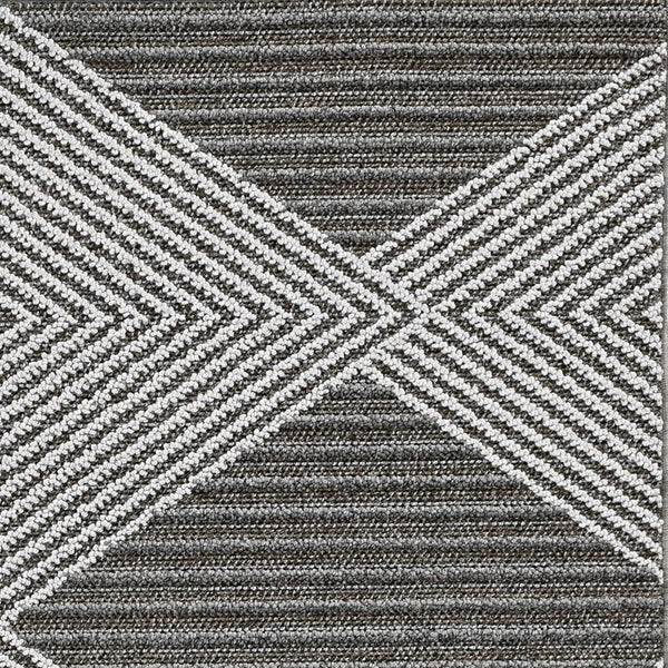 8' Grey Ivory Machine Woven UV Treated Diamonds Indoor Outdoor Runner Rug