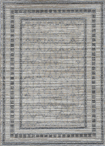 5'x8' Grey Machine Woven UV Treated Bordered Indoor Outdoor Area Rug