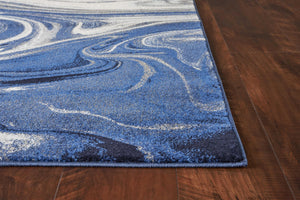 3' x 5' Blue Abstract Waves Area Rug